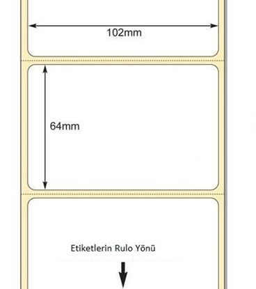 102 x 64mm TT Premium Kuşe Kağıt Etiket
