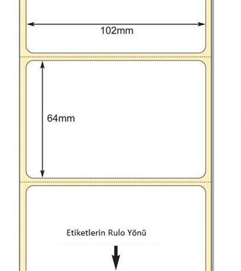 102 x 64mm TT Premium Kuşe Kağıt Etiket