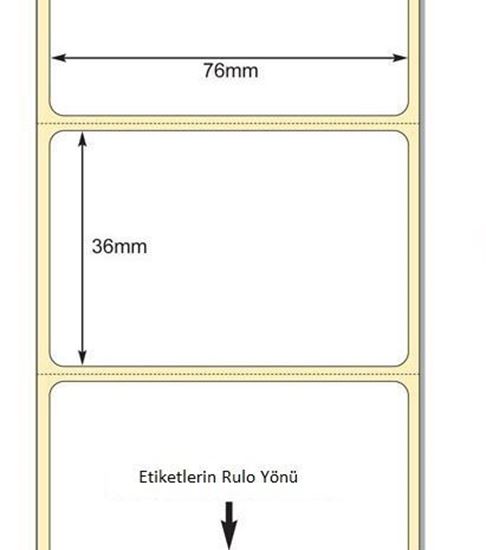 76 x 36mm TT Premium Kuşe Kağıt Etiket
