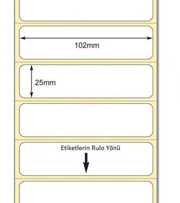 102 x 25mm TT Premium Kuşe Kağıt Etiket