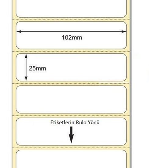 102 x 25mm TT Premium Kuşe Kağıt Etiket