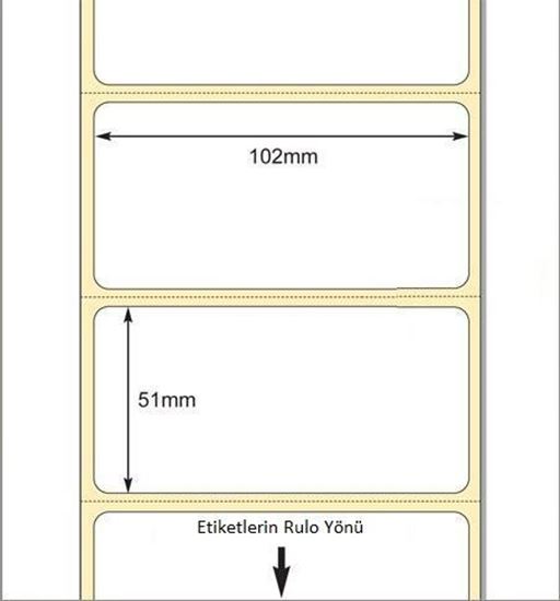 102 x 51mm TT Premium Kuşe Kağıt Etiket