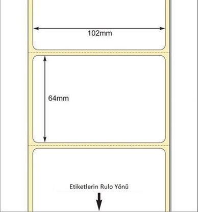 102 x 64mm TT Premium Kuşe Kağıt Etiket