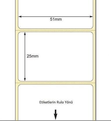 51 x 25mm TT Premium Kuşe Kağıt Etiket