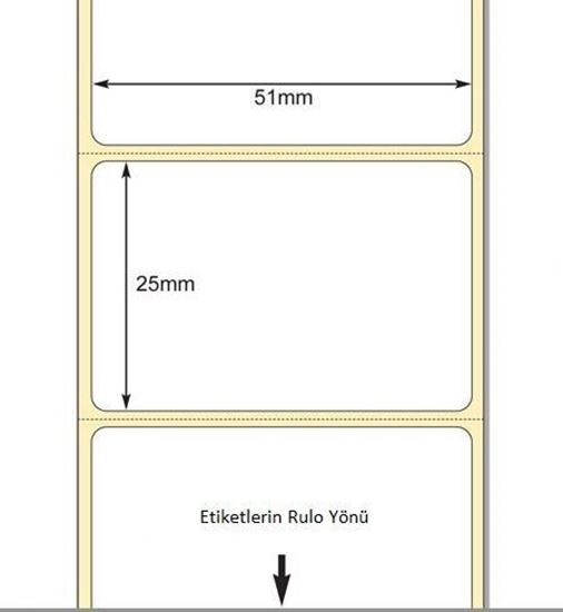 51 x 25mm TT Premium Kuşe Kağıt Etiket