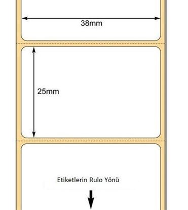 38 x 25mm TT Premium Kuşe Kağıt Etiket