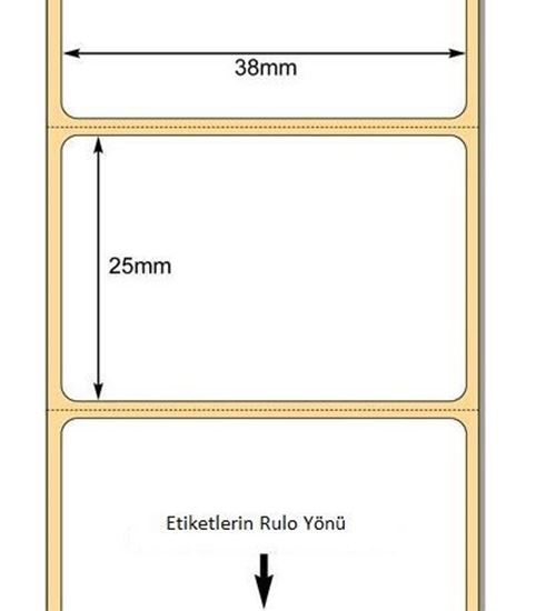 38 x 25mm TT Premium Kuşe Kağıt Etiket