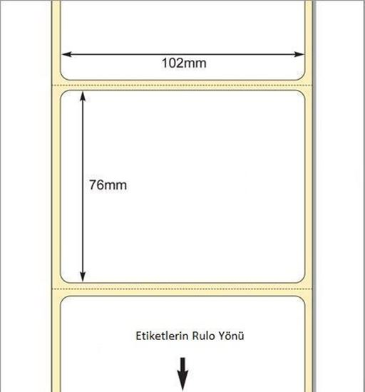 102 x 76mm TT Premium Kuşe Kağıt Etiket