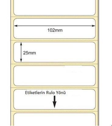 102 mm x 25 mm Direkt Termal Etiket
