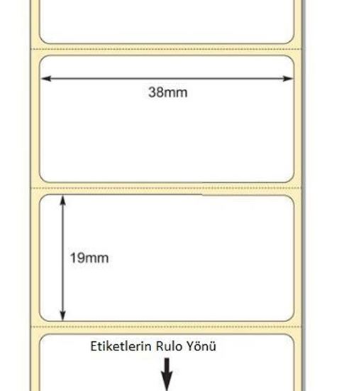 38 mm x 19 mm Direkt Termal Etiket