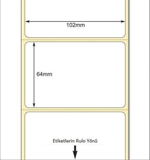 102 mm x 64 mm Direkt Termal Etiket