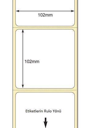 102 mm x 102 mm Direkt Termal Etiket