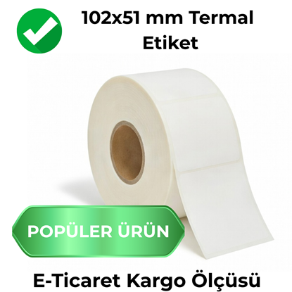 102x51 mm termal kargo barkod etiketi rulosu, koli ve lojistik gönderiler için beyaz ribonsuz etiket