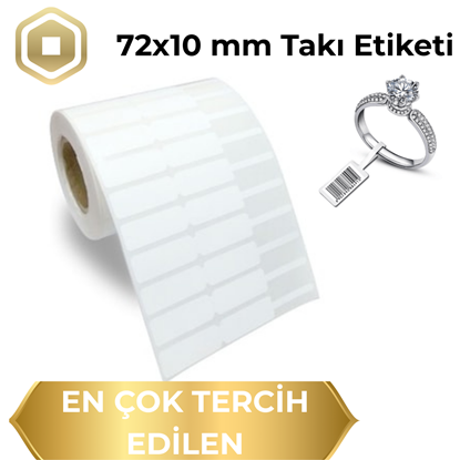 72x10 mm kuyumcu barkod etiketi, yüzük ve takı ürünleri için ince uzun form etiket