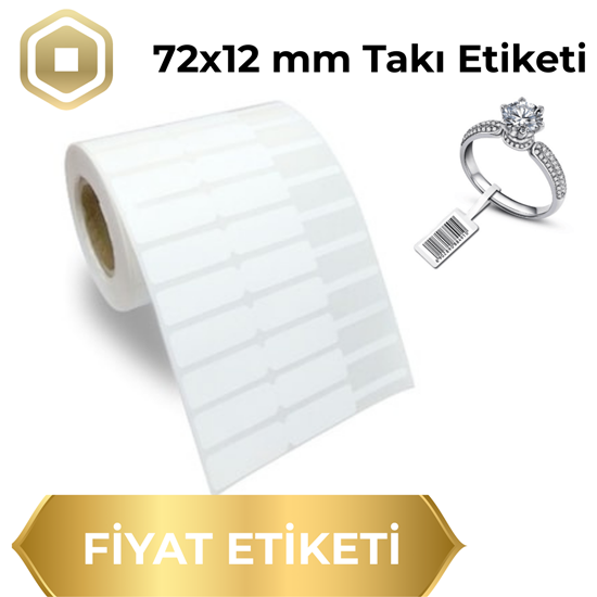 72x12 mm kuyumcu fiyat ve gramaj etiketi, takı ve mücevher ürünleri için barkod etiketi