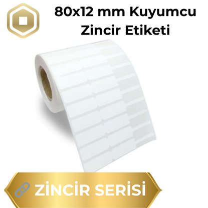 80x12 mm kuyumcu barkod etiketi, zincir ve bileklik ürünleri için uzun form takı etiketi